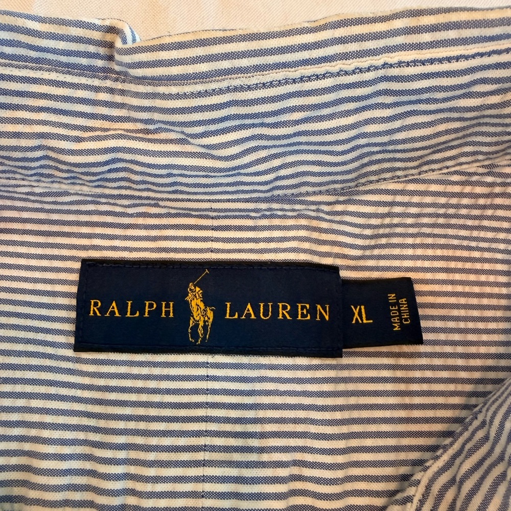 Ralph Lauren Blue Striped Button Down Short Sleeve Shirt Sz XL RN41381 - Picture 4 of 7